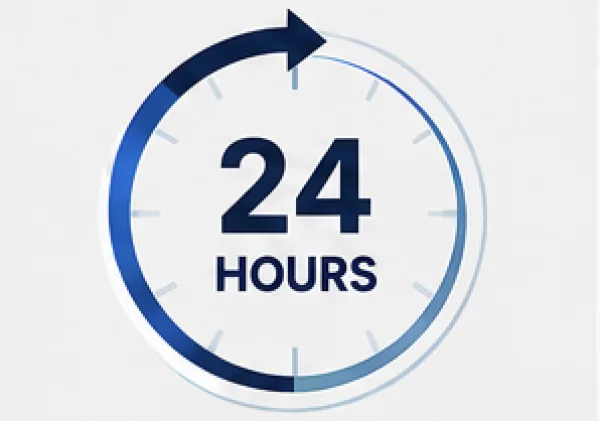 24-hour clock icon indicating wait time