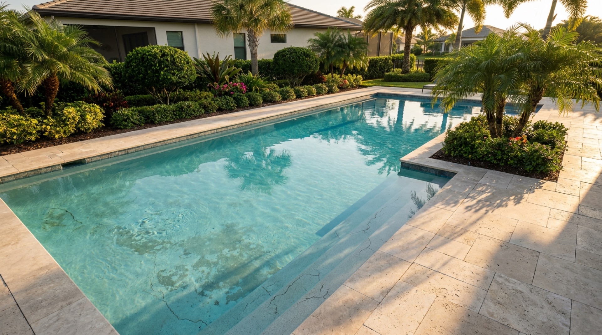 Pool surface inspection and assessment before resurfacing in Central Florida.